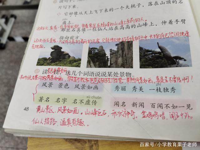 二年级《黄山奇石》除了要背诵,语用点很多,要读写