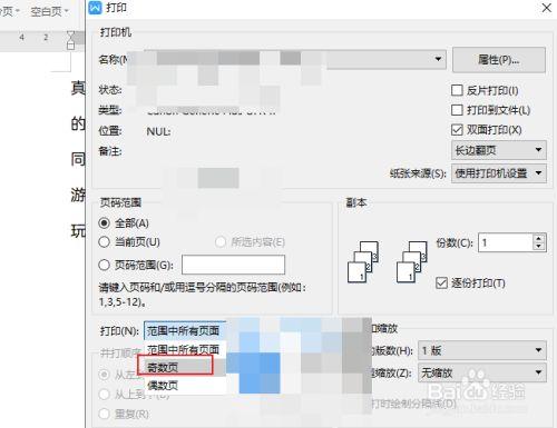 wps打印时如何设置只打印奇数页?