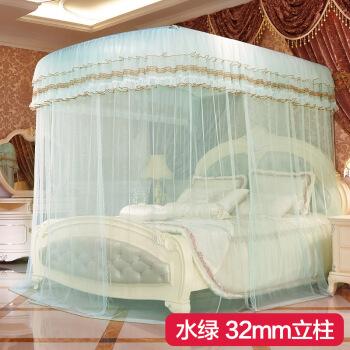 新款不锈钢u型钓鱼竿伸缩杆三开门宫廷蚊帐双人床舒适透气蚊帐安装