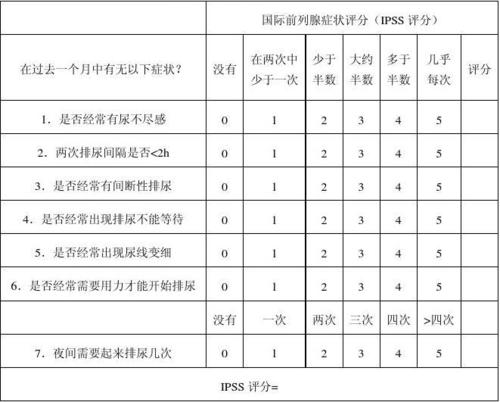 国际前列腺症状评分表