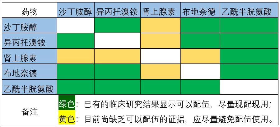 五,常用雾化吸入药物配伍     