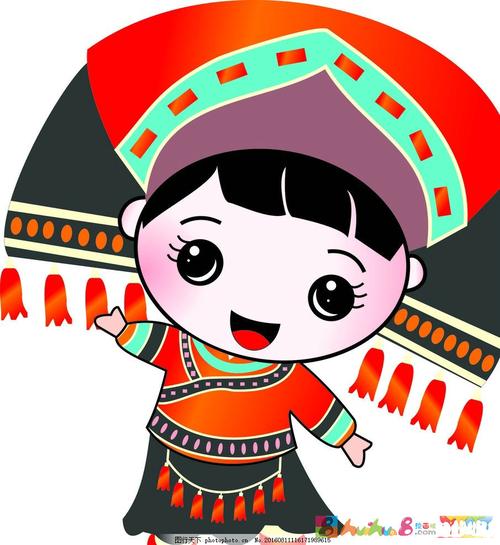 壮族女孩 壮族卡通女孩 可爱卡通 卡通人物 壮族 少数民族 设计 广告