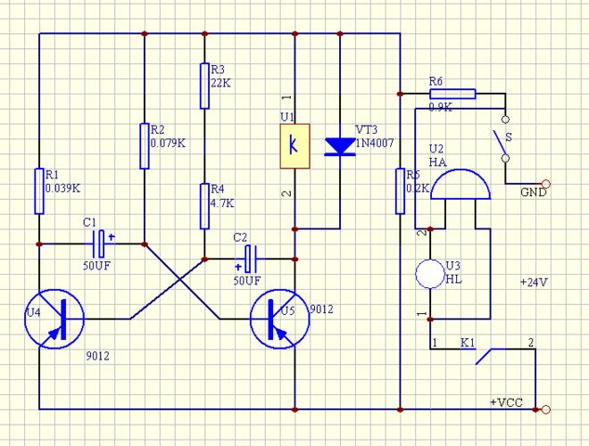 声光报警电路原理图和pcb图
