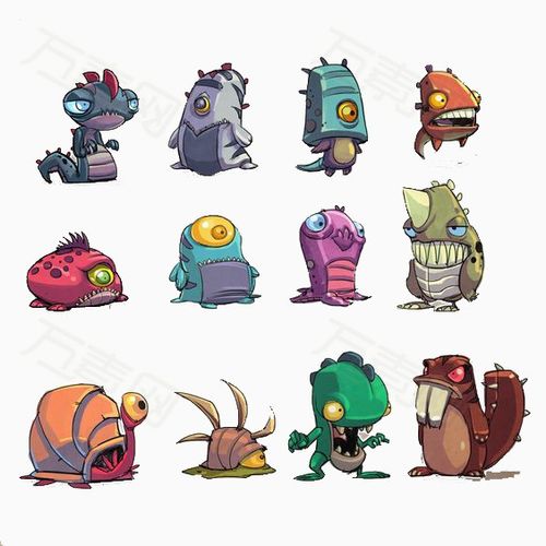 小怪兽一组萌系手绘