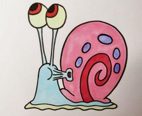 海绵宝宝小蜗简笔画怎么画可爱带颜色小蜗简笔画步骤图解