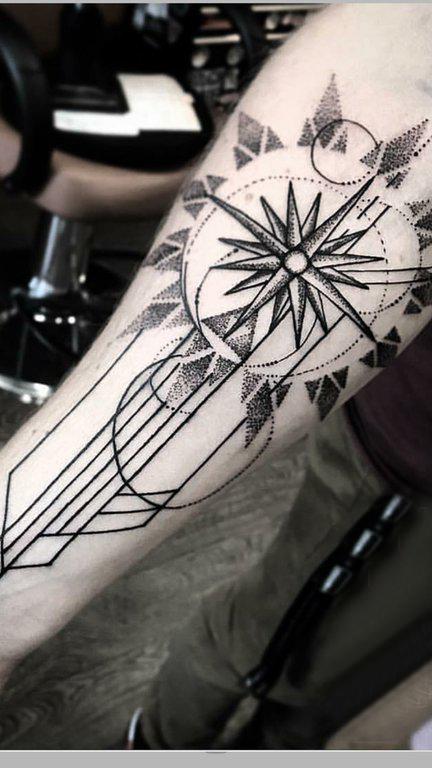几何纹身 男生手臂上几何纹身梵花纹身图案
