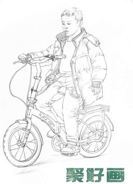 骑单车的小孩优秀速写作品欣赏