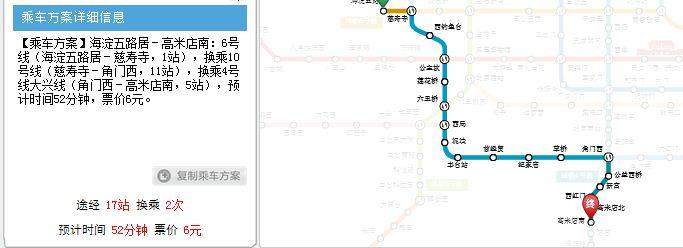 五路局到高米店地铁路线图