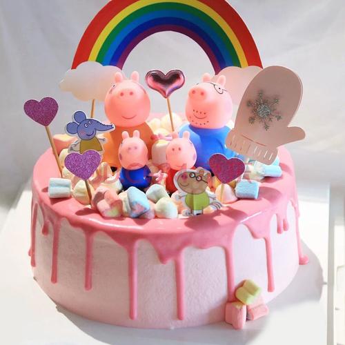 小猪佩奇布朗熊可妮兔 新鲜水果生日蛋糕 全国同城配 小猪佩奇b款 6