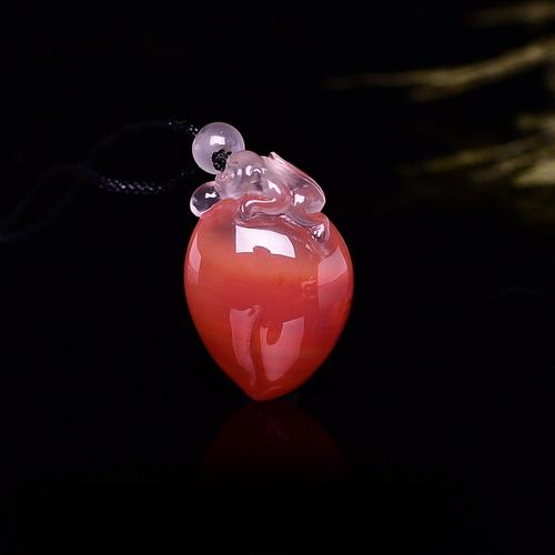 南红冰飘灵猴献寿挂件