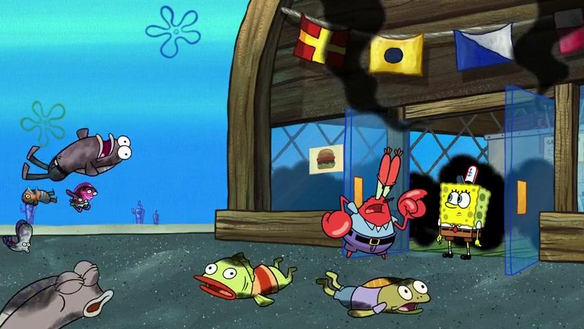 【生肉 片段】海绵宝宝被困在了蟹堡王屋顶上