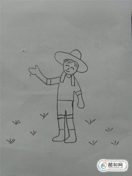 简笔画之如何画带草帽的农民