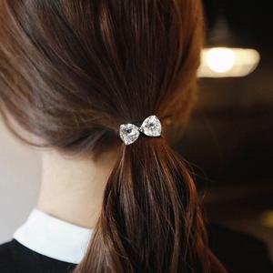 日韩时尚大蝴蝶结水钻发圈扎马尾发绳头绳少女橡皮筋简约学生发饰