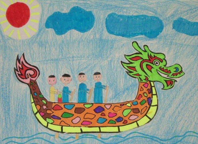 端午节赛龙舟儿童画大全