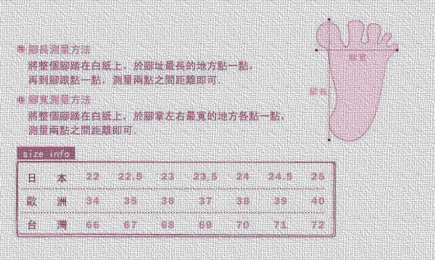 鞋子尺寸测量方法及尺码对照表