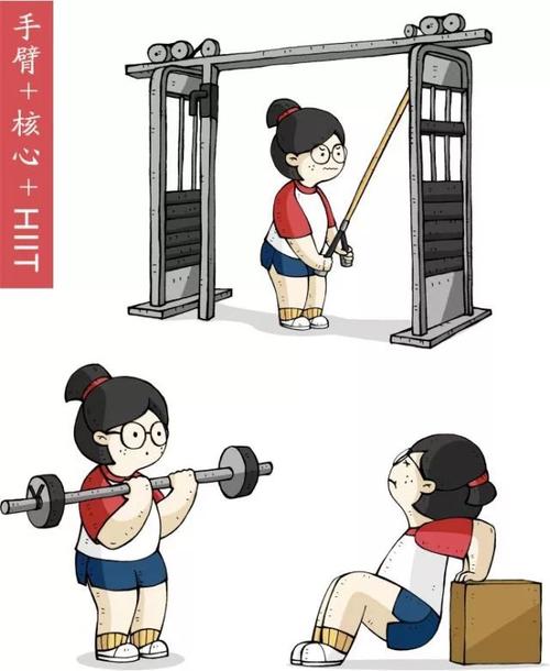 78 手臂训练-站姿龙门架钢线下压,站姿杠铃二头弯举,臂屈伸78