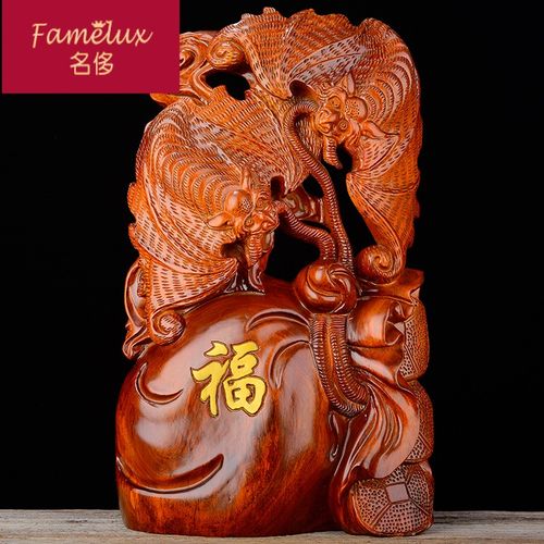 花梨木雕摆件代代福实木质雕刻蝙蝠动物客厅书房装饰开业wl1013