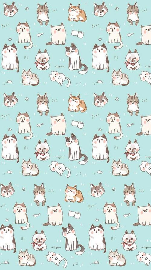 手绘可爱卡通小猫咪平面广告