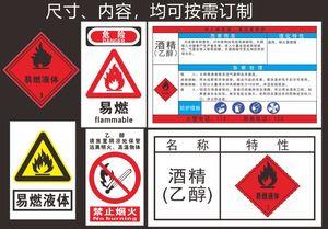 危险化学品标签-酒精 易燃液体标签 防水不干胶标签 不干胶瓶贴