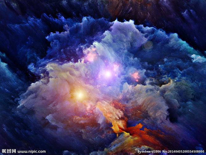 梦幻星空油画水彩画图片
