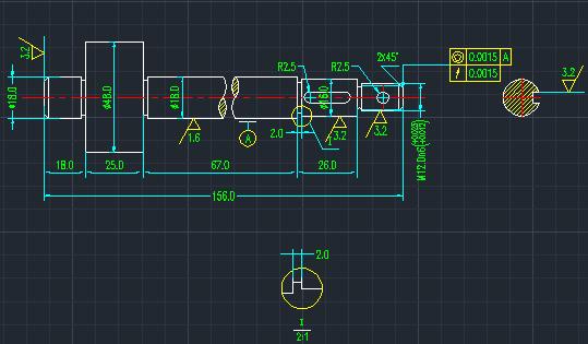 我分别用到了浩辰机械中的轴类设计,轴断线,局部放大,倒圆角,智能标注