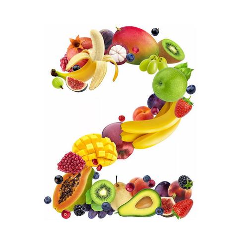水果组成的数字2香蕉石榴芒果猕猴桃你牛油果等1133473免抠图片素材
