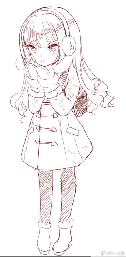 女童冬装简笔画