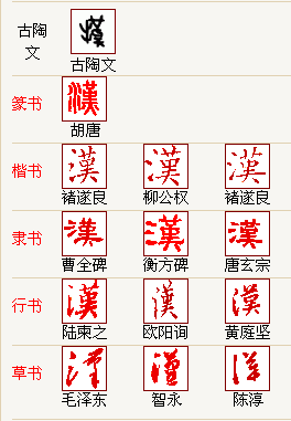 "汉"的各种艺术字体