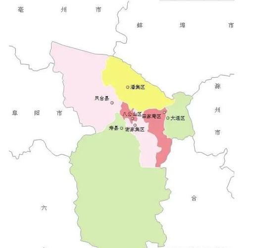 安徽行政图—淮南下辖区县面积,人口