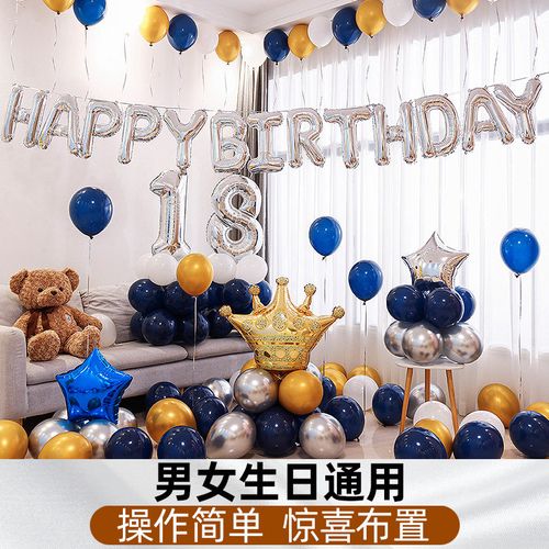 成年周岁生日气球装饰场景布置男生网红女孩18ins创意浪漫背景墙