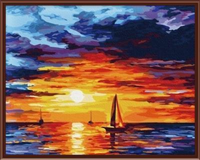 厂家批发数字油画 画画公子手绘油画定做diy数字油画贴牌晚霞