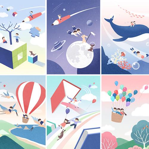 天马440l_放飞梦想天马行空宇航员宇宙创意梦想手绘手机壳壁纸插画psd