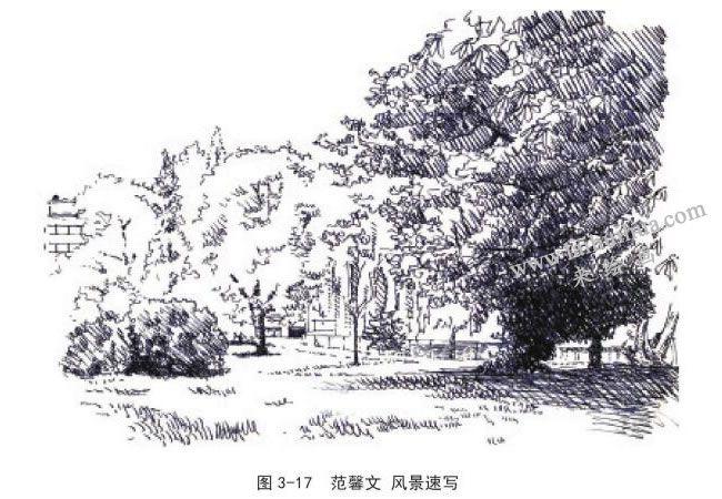 黑白风景速写中动植物的表现方法