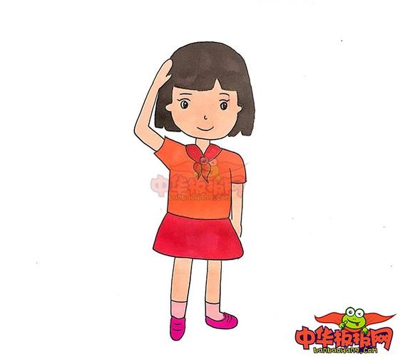 简单小学生敬礼怎么画儿童敬礼简笔画步骤