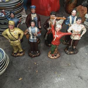 景德镇雕塑瓷厂 老厂货文革瓷八大样板戏人物精品雕塑瓷一套