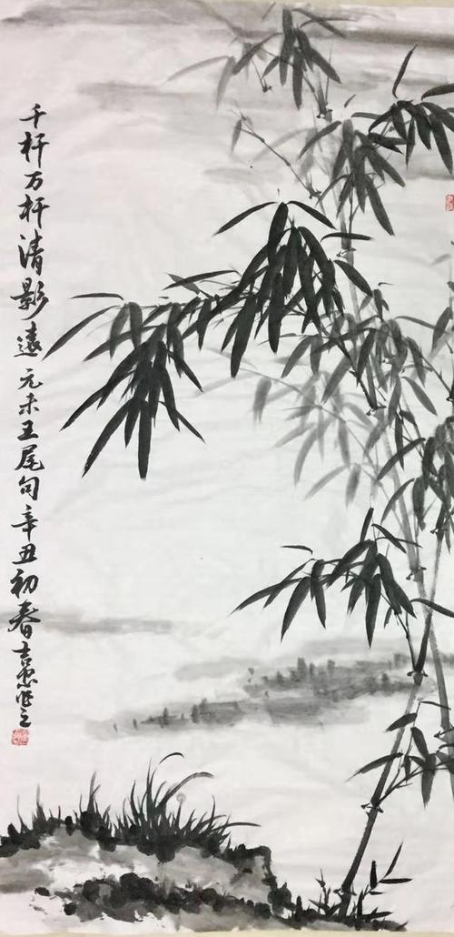 当代画家潜吉忠的国画写意竹子