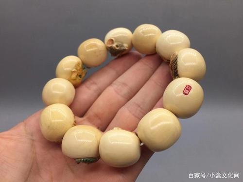 启明大师作品猛犸象牙雕刻「十二生肖」手串,精选冰料