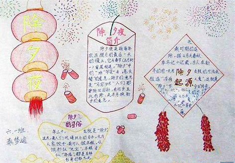 除夕手抄报简单又漂亮四年级