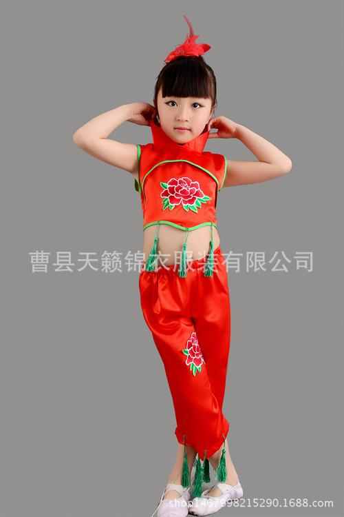 新款儿童舞蹈服装秧歌服少儿手绢腰鼓舞服装扇子舞闹春民族舞蹈