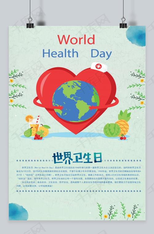 千库原创世界卫生日卡通海报