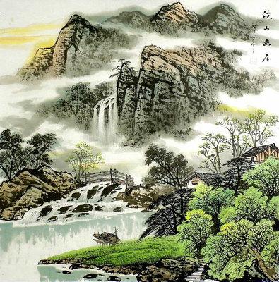 821刘云方六尺斗方山水画-溪山幽居