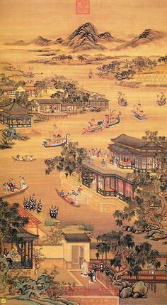 清·院本《十二月令图轴》