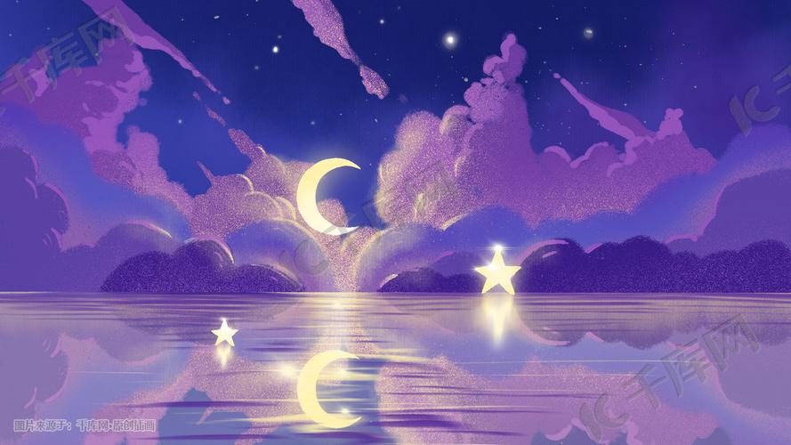 唯美梦幻天空大海夜色浪漫海平面