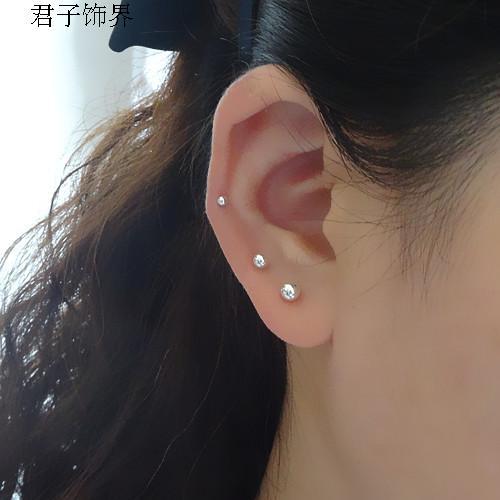 迷你耳骨耳垂钉多耳洞s925银超小2毫米3毫米4毫米银球小耳钉超美