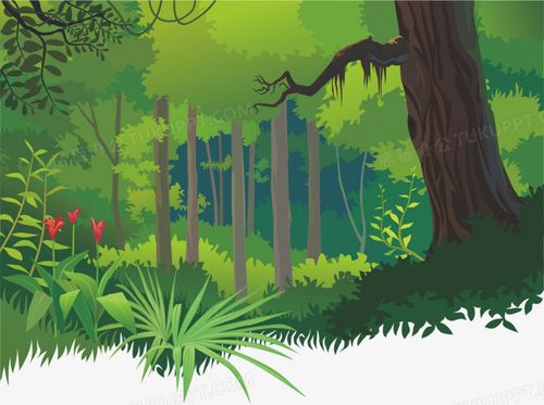 绿色卡通手绘热带森林创意元素》,使用adobe illustrator cc软件制作