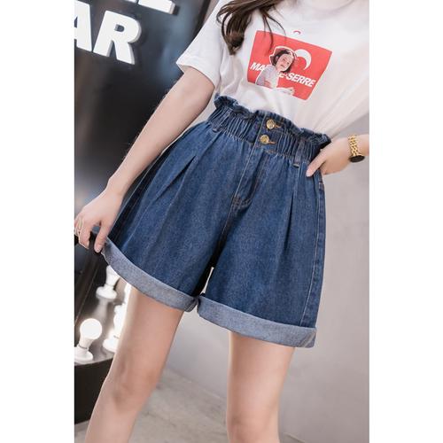 2020春夏新款大码女装200斤胖妹妹牛仔阔腿短裤a字裤子宽松百搭女学生