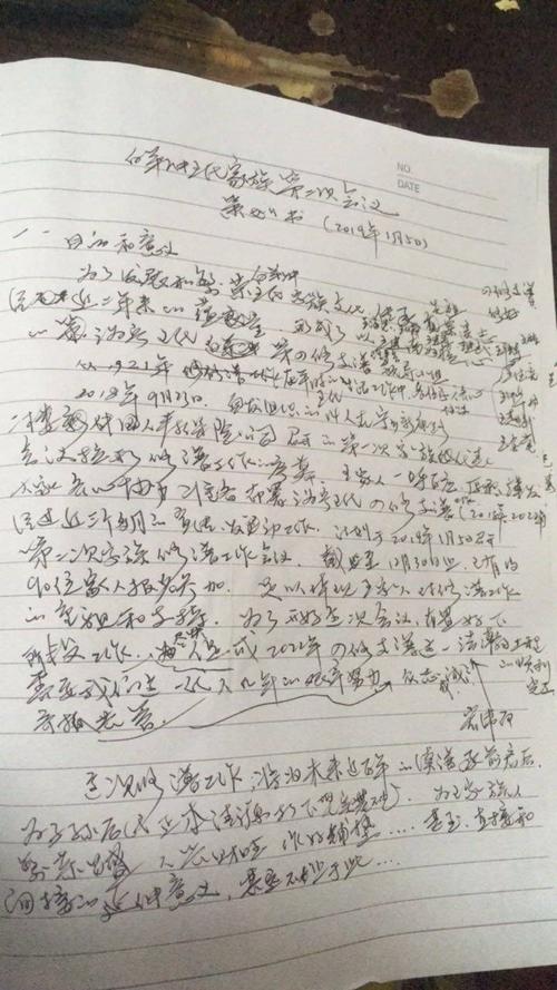 王建武主写的第二次修谱工作策划书(手写草稿)