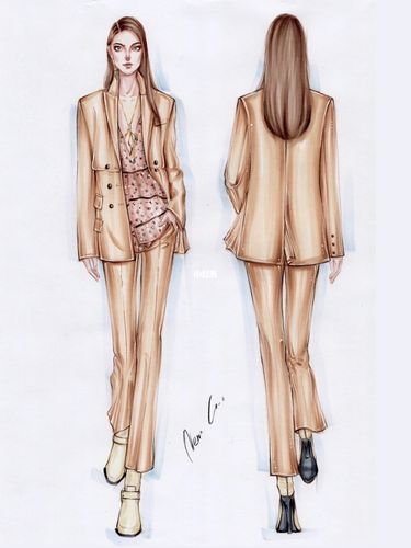 服装效果图职业装正背面_职业装_手绘_西装_服装设计手绘_时尚_穿搭