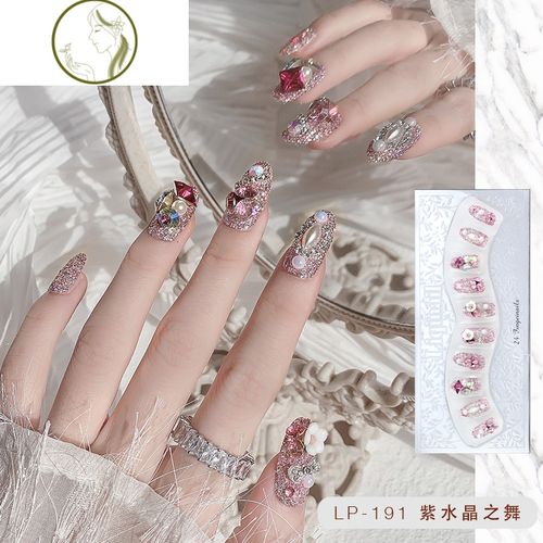 结婚指甲图片2020新款,法式美甲结婚 你那么美穿戴甲新娘指甲贴片成品甲片孕妇2021新款美甲贴拍婚纱照结婚
