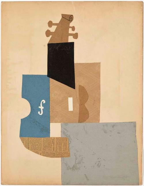 水渍的皱纸制作拼贴画,也曾用揉碎和烧焦的碎纸制作雕塑,此外毕加索还